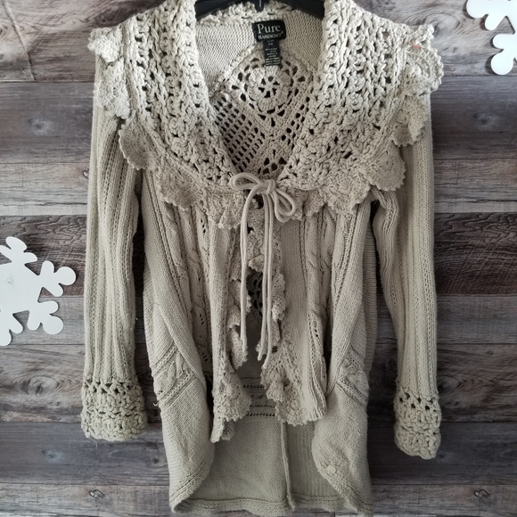 Pure Handknit Sweaters - Elegant tie  /open front  cardigan